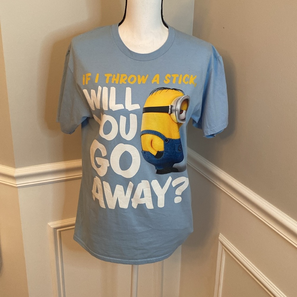 Minion T-shirt size Medium Go Away Blue Tee